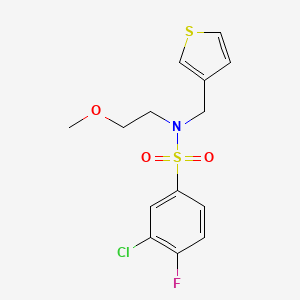 molecular formula C14H15ClFNO3S2 B2357637 3-氯-4-氟-N-(2-甲氧基乙基)-N-(噻吩-3-基甲基)苯磺酰胺 CAS No. 1219906-52-1
