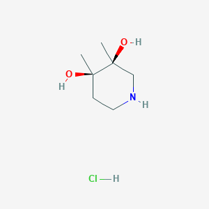 molecular formula C7H16ClNO2 B2357639 (3S,4R)-3,4-二甲基哌啶-3,4-二醇；盐酸盐 CAS No. 2413848-05-0