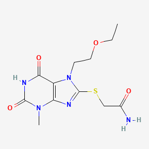 molecular formula C12H17N5O4S B2357641 2-((7-(2-ethoxyethyl)-3-methyl-2,6-dioxo-2,3,6,7-tetrahydro-1H-purin-8-yl)thio)acetamide CAS No. 442865-04-5