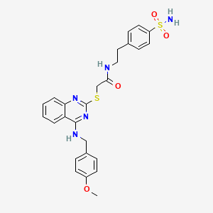 molecular formula C26H27N5O4S2 B2357643 2-((4-((4-甲氧基苄基)氨基)喹唑啉-2-基)硫代)-N-(4-磺酰基苯乙基)乙酰胺 CAS No. 688355-46-6