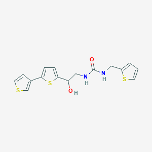 molecular formula C16H16N2O2S3 B2357645 1-[2-Hydroxy-2-(5-thiophen-3-ylthiophen-2-yl)ethyl]-3-(thiophen-2-ylmethyl)urea CAS No. 2310142-25-5