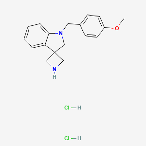 molecular formula C18H22Cl2N2O B2357649 1-[(4-Methoxyphenyl)methyl]spiro[2H-indole-3,3'-azetidine];dihydrochloride CAS No. 2402830-03-7