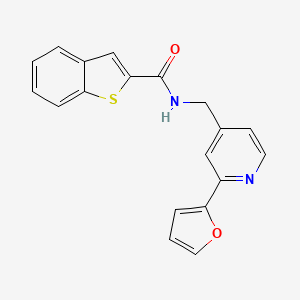 molecular formula C19H14N2O2S B2357655 N-((2-(フラン-2-イル)ピリジン-4-イル)メチル)ベンゾ[b]チオフェン-2-カルボキサミド CAS No. 2034266-76-5