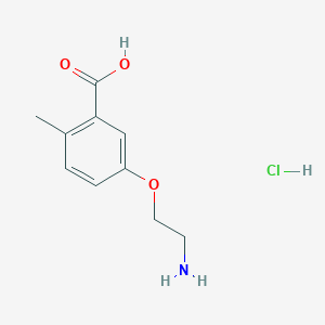 molecular formula C10H14ClNO3 B2357659 5-(2-Aminoethoxy)-2-methylbenzoic acid;hydrochloride CAS No. 2411229-52-0