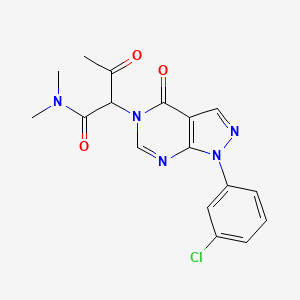 molecular formula C17H16ClN5O3 B2357681 2-(1-(3-chlorophenyl)-4-oxo-1H-pyrazolo[3,4-d]pyrimidin-5(4H)-yl)-N,N-dimethyl-3-oxobutanamide CAS No. 895019-23-5