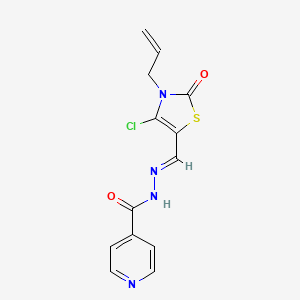 molecular formula C13H11ClN4O2S B2357682 (E)-N'-((3-allyl-4-chloro-2-oxo-2,3-dihydrothiazol-5-yl)methylene)isonicotinohydrazide CAS No. 941874-46-0