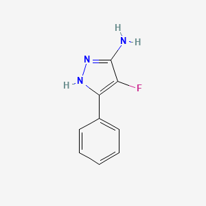 molecular formula C9H8FN3 B2357687 4-fluoro-3-phenyl-1H-pyrazol-5-amine CAS No. 1246384-90-6; 1246931-19-0