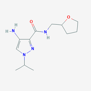 molecular formula C12H20N4O2 B2357691 4-Amino-1-isopropyl-N-(tetrahydrofuran-2-ylmethyl)-1H-pyrazole-3-carboxamide CAS No. 2101195-30-4