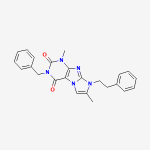 molecular formula C24H23N5O2 B2357715 3-benzyl-1,7-dimethyl-8-(2-phenylethyl)-1H-imidazo[2,1-f]purine-2,4(3H,8H)-dione CAS No. 896073-73-7