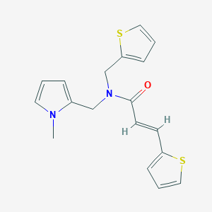 molecular formula C18H18N2OS2 B2357718 (E)-N-((1-甲基-1H-吡咯-2-基)甲基)-3-(噻吩-2-基)-N-(噻吩-2-基甲基)丙烯酰胺 CAS No. 1331593-98-6