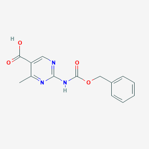 molecular formula C14H13N3O4 B2357728 4-Methyl-2-(phenylmethoxycarbonylamino)pyrimidine-5-carboxylic acid CAS No. 2248286-27-1