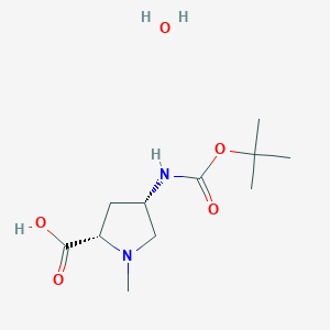 molecular formula C11H22N2O5 B2357731 (4S)-4-[(叔丁氧羰基)氨基]-1-甲基-L-脯氨酸水合物 CAS No. 1609388-31-9