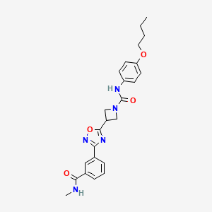 molecular formula C24H27N5O4 B2357732 N-(4-丁氧基苯基)-3-(3-(3-(甲基氨基羰基)苯基)-1,2,4-恶二唑-5-基)氮杂环丁-1-甲酰胺 CAS No. 1396888-18-8