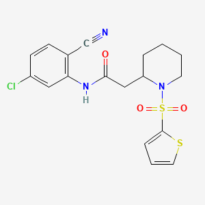 molecular formula C18H18ClN3O3S2 B2357733 N-(5-氯-2-氰基苯基)-2-(1-(噻吩-2-基磺酰基)哌啶-2-基)乙酰胺 CAS No. 1105222-75-0