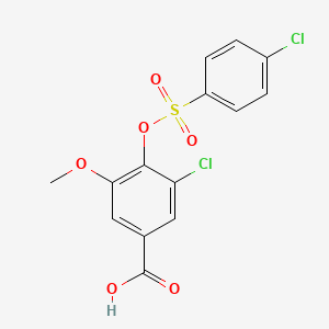 molecular formula C14H10Cl2O6S B2357750 3-氯-4-[{[(4-氯苯基)磺酰基]氧基}-5-甲氧基苯甲酸 CAS No. 1050893-63-4
