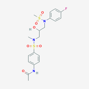 molecular formula C19H24FN3O6S2 B2357757 N-(4-(N-(3-(N-(4-fluorophenyl)methylsulfonamido)-2-hydroxypropyl)-N-methylsulfamoyl)phenyl)acetamide CAS No. 1226435-26-2