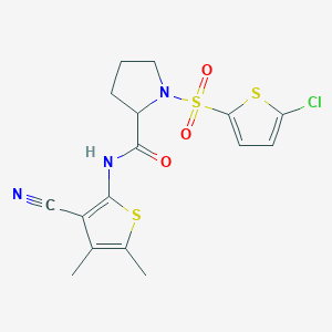1-((5-chlorothiophen-2-yl)sulfonyl)-N-(3-cyano-4,5-dimethylthiophen-2-yl)pyrrolidine-2-carboxamide