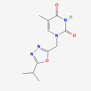 molecular formula C11H14N4O3 B2357770 5-Methyl-1-{[5-(propan-2-yl)-1,3,4-oxadiazol-2-yl]methyl}-1,2,3,4-tetrahydropyrimidine-2,4-dione CAS No. 1281872-61-4