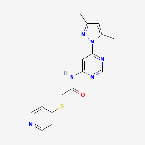 molecular formula C16H16N6OS B2357779 N-(6-(3,5-dimethyl-1H-pyrazol-1-yl)pyrimidin-4-yl)-2-(pyridin-4-ylthio)acetamide CAS No. 1428367-25-2