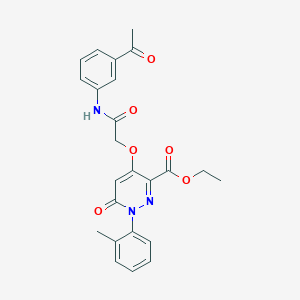 molecular formula C24H23N3O6 B2357780 Ethyl 4-(2-((3-acetylphenyl)amino)-2-oxoethoxy)-6-oxo-1-(o-tolyl)-1,6-dihydropyridazine-3-carboxylate CAS No. 899943-36-3