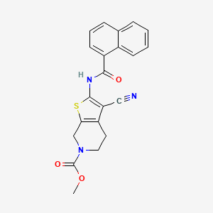 molecular formula C21H17N3O3S B2357793 2-(1-萘酰胺)-3-氰基-4,5-二氢噻吩并[2,3-c]吡啶-6(7H)-羧酸甲酯 CAS No. 886956-35-0