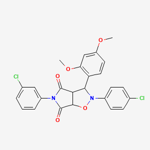 molecular formula C25H20Cl2N2O5 B2357803 5-(3-氯苯基)-2-(4-氯苯基)-3-(2,4-二甲氧基苯基)二氢-2H-吡咯并[3,4-d]异恶唑-4,6(5H,6aH)-二酮 CAS No. 1005154-57-3