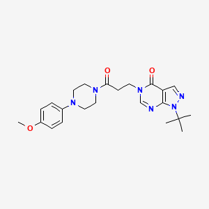 molecular formula C23H30N6O3 B2357810 1-(叔丁基)-5-(3-(4-(4-甲氧基苯基)哌嗪-1-基)-3-氧代丙基)-1H-吡唑并[3,4-d]嘧啶-4(5H)-酮 CAS No. 952970-04-6