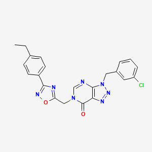 molecular formula C22H18ClN7O2 B2357812 3-(3-chlorobenzyl)-6-((3-(4-ethylphenyl)-1,2,4-oxadiazol-5-yl)methyl)-3H-[1,2,3]triazolo[4,5-d]pyrimidin-7(6H)-one CAS No. 1243081-38-0