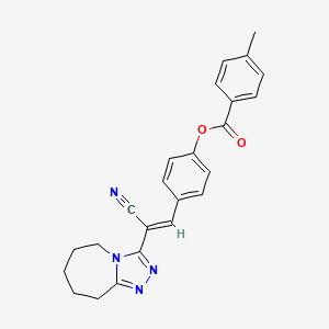 (E)-4-(2-cyano-2-(6,7,8,9-tetrahydro-5H-[1,2,4]triazolo[4,3-a]azepin-3-yl)vinyl)phenyl 4-methylbenzoate