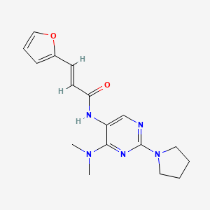 (E)-N-(4-(dimethylamino)-2-(pyrrolidin-1-yl)pyrimidin-5-yl)-3-(furan-2-yl)acrylamide