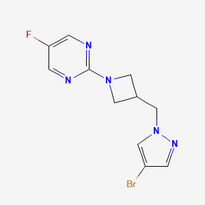 molecular formula C11H11BrFN5 B2357829 2-[3-[(4-溴吡唑-1-基)甲基]氮杂环丁-1-基]-5-氟嘧啶 CAS No. 2415512-35-3