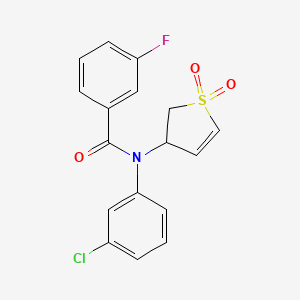 molecular formula C17H13ClFNO3S B2357843 N-(3-chlorophenyl)-N-(1,1-dioxido-2,3-dihydrothiophen-3-yl)-3-fluorobenzamide CAS No. 863007-64-1