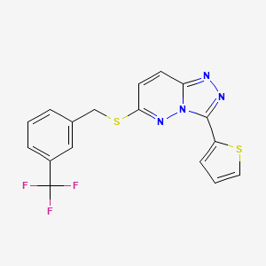molecular formula C17H11F3N4S2 B2357845 3-Thiophen-2-yl-6-[[3-(trifluoromethyl)phenyl]methylsulfanyl]-[1,2,4]triazolo[4,3-b]pyridazine CAS No. 868966-96-5