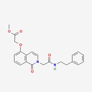 molecular formula C22H22N2O5 B2357847 2-(2-(フェネチルアミノ)-2-オキソエチル)-1-オキソ-1,2-ジヒドロイソキノリン-5-イルオキシ)酢酸メチル CAS No. 868225-28-9