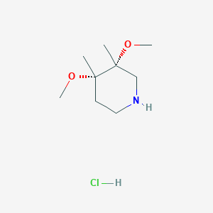 molecular formula C9H20ClNO2 B2357859 (3R,4S)-3,4-二甲氧基-3,4-二甲基哌啶；盐酸盐 CAS No. 2418593-34-5