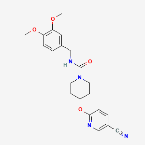 molecular formula C21H24N4O4 B2357861 4-((5-cyanopyridin-2-yl)oxy)-N-(3,4-dimethoxybenzyl)piperidine-1-carboxamide CAS No. 1428357-77-0