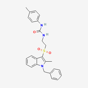 molecular formula C26H27N3O3S B2357877 1-(2-((1-benzyl-2-methyl-1H-indol-3-yl)sulfonyl)ethyl)-3-(p-tolyl)urea CAS No. 946219-58-5