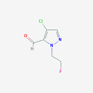 molecular formula C6H6ClFN2O B2357882 4-Chloro-1-(2-fluoroethyl)-1H-pyrazole-5-carbaldehyde CAS No. 1429418-21-2