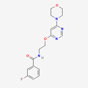 molecular formula C17H19FN4O3 B2357886 3-fluoro-N-(2-((6-morpholinopyrimidin-4-yl)oxy)ethyl)benzamide CAS No. 1208758-46-6