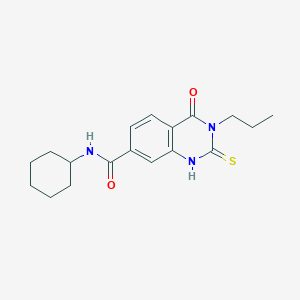 molecular formula C18H23N3O2S B2357889 N-cyclohexyl-4-oxo-3-propyl-2-thioxo-1,2,3,4-tetrahydroquinazoline-7-carboxamide CAS No. 403727-75-3