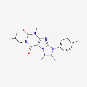 molecular formula C21H25N5O2 B2357899 3-isobutyl-1,6,7-trimetil-8-(p-tolil)-1H-imidazo[2,1-f]purina-2,4(3H,8H)-diona CAS No. 877644-64-9