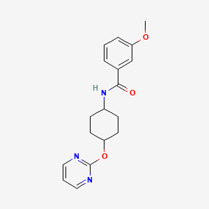 molecular formula C18H21N3O3 B2357903 3-甲氧基-N-((1r,4r)-4-(嘧啶-2-氧基)环己基)苯甲酰胺 CAS No. 2034438-38-3