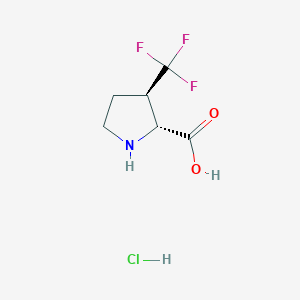 molecular formula C6H9ClF3NO2 B2357907 (2R,3R)-3-(trifluoromethyl)pyrrolidine-2-carboxylic acid hydrochloride CAS No. 1909287-14-4