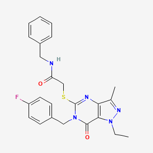 N-benzyl-2-({1-ethyl-6-[(4-fluorophenyl)methyl]-3-methyl-7-oxo-1H,6H,7H-pyrazolo[4,3-d]pyrimidin-5-yl}sulfanyl)acetamide