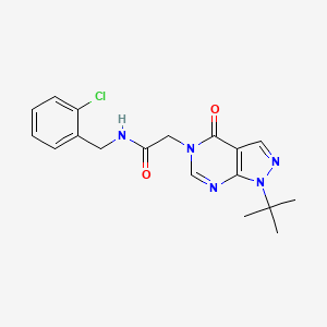 2-{1-tert-butyl-4-oxo-1H,4H,5H-pyrazolo[3,4-d]pyrimidin-5-yl}-N-[(2-chlorophenyl)methyl]acetamide