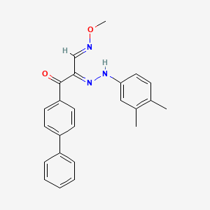 molecular formula C24H23N3O2 B2357912 (2E,3E)-1-{[1,1'-biphenyl]-4-yl}-2-[2-(3,4-dimethylphenyl)hydrazin-1-ylidene]-3-(methoxyimino)propan-1-one CAS No. 338965-28-9