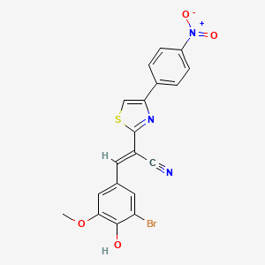 (E)-3-(3-bromo-4-hydroxy-5-methoxyphenyl)-2-(4-(4-nitrophenyl)thiazol-2-yl)acrylonitrile