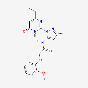 molecular formula C19H21N5O4 B2357916 N-(1-(4-乙基-6-氧代-1,6-二氢嘧啶-2-基)-3-甲基-1H-吡唑-5-基)-2-(2-甲氧基苯氧基)乙酰胺 CAS No. 1003964-55-3