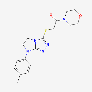molecular formula C17H21N5O2S B2357918 1-morpholino-2-((7-(p-tolyl)-6,7-dihydro-5H-imidazo[2,1-c][1,2,4]triazol-3-yl)thio)ethanone CAS No. 921790-06-9
