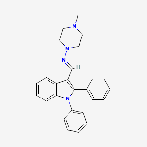 molecular formula C26H26N4 B2357919 (E)-N-((1,2-diphenyl-1H-indol-3-yl)methylene)-4-methylpiperazin-1-amine CAS No. 392238-69-6